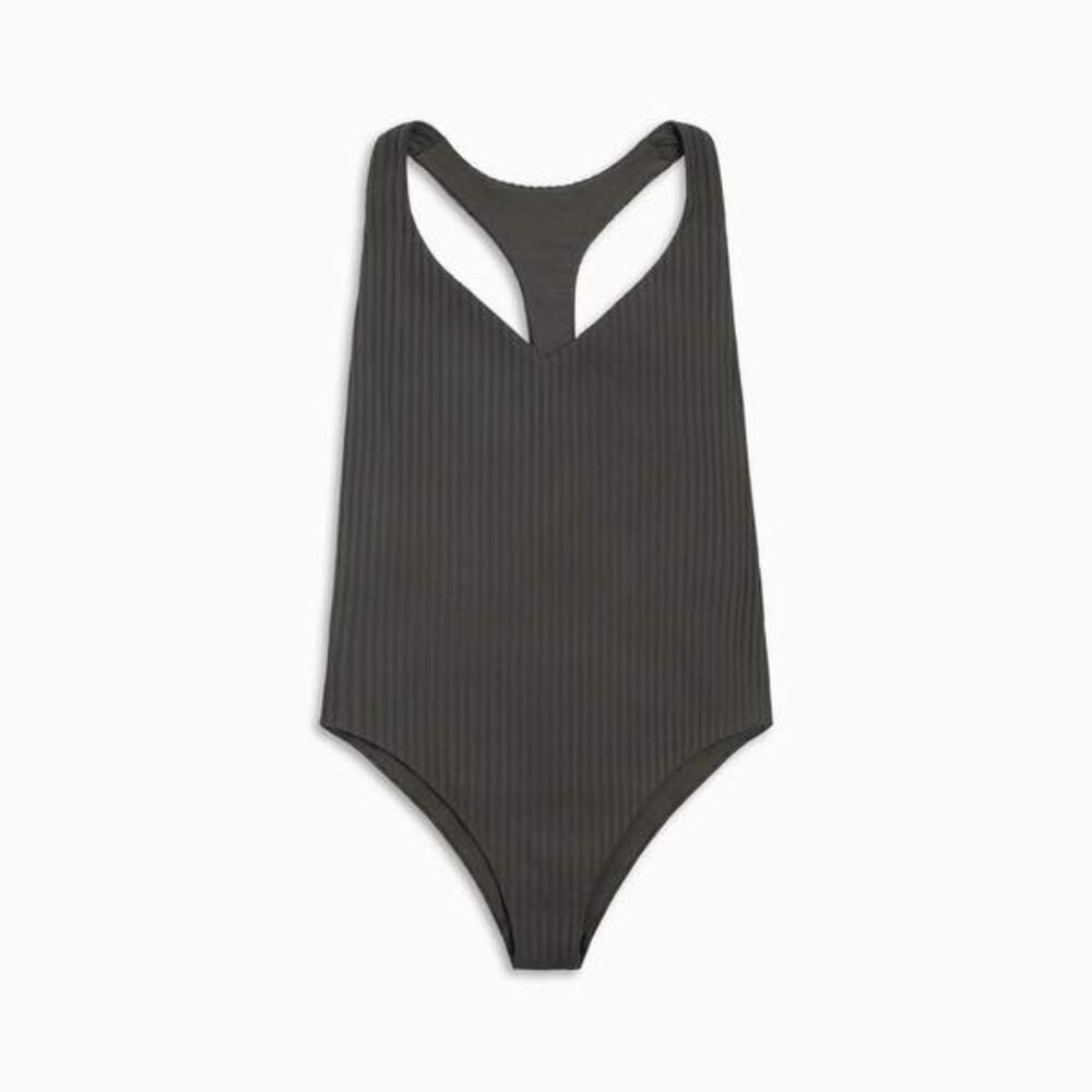 NWT Boys+Arrows Bad News Beck One Piece Swimsuit Iron Charcoal XS Plunge $220 - Picture 8 of 10